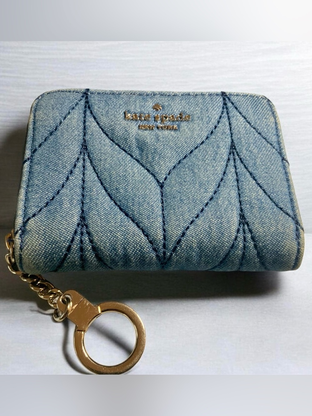 KATE SPADE BRIAR LANE QUILTED DENIM DANI MINI WALLET